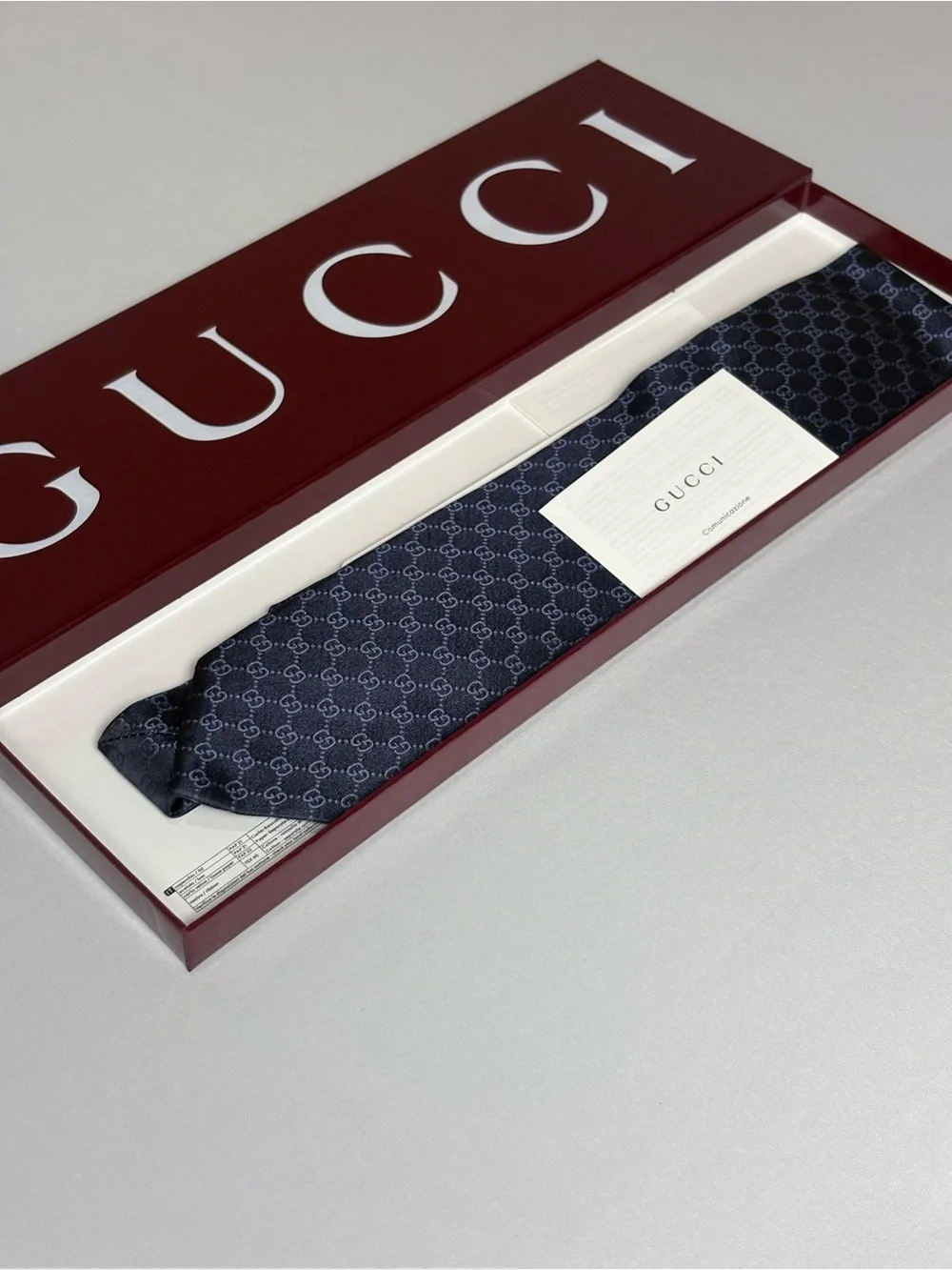 Gucci Dark Navy GG Jacquard Silk Tie